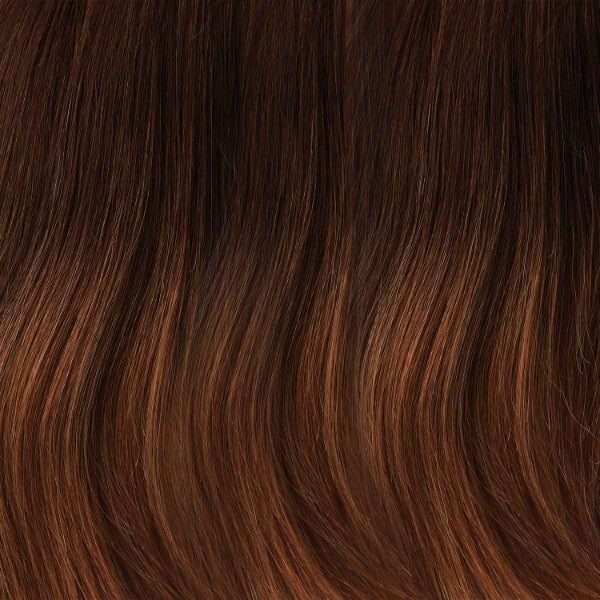 B8-27/30RO | Med Natural Brown Roots to Midlengths, Med Red-Gold Blonde Midlengths to Ends