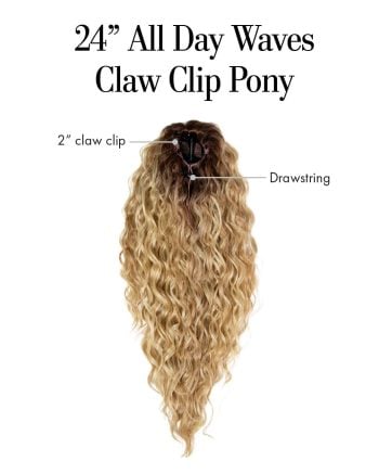 24" All Day Waves Claw Clip Pony by Kim Kimble Cap Construction | Heat Friendly Synthetic